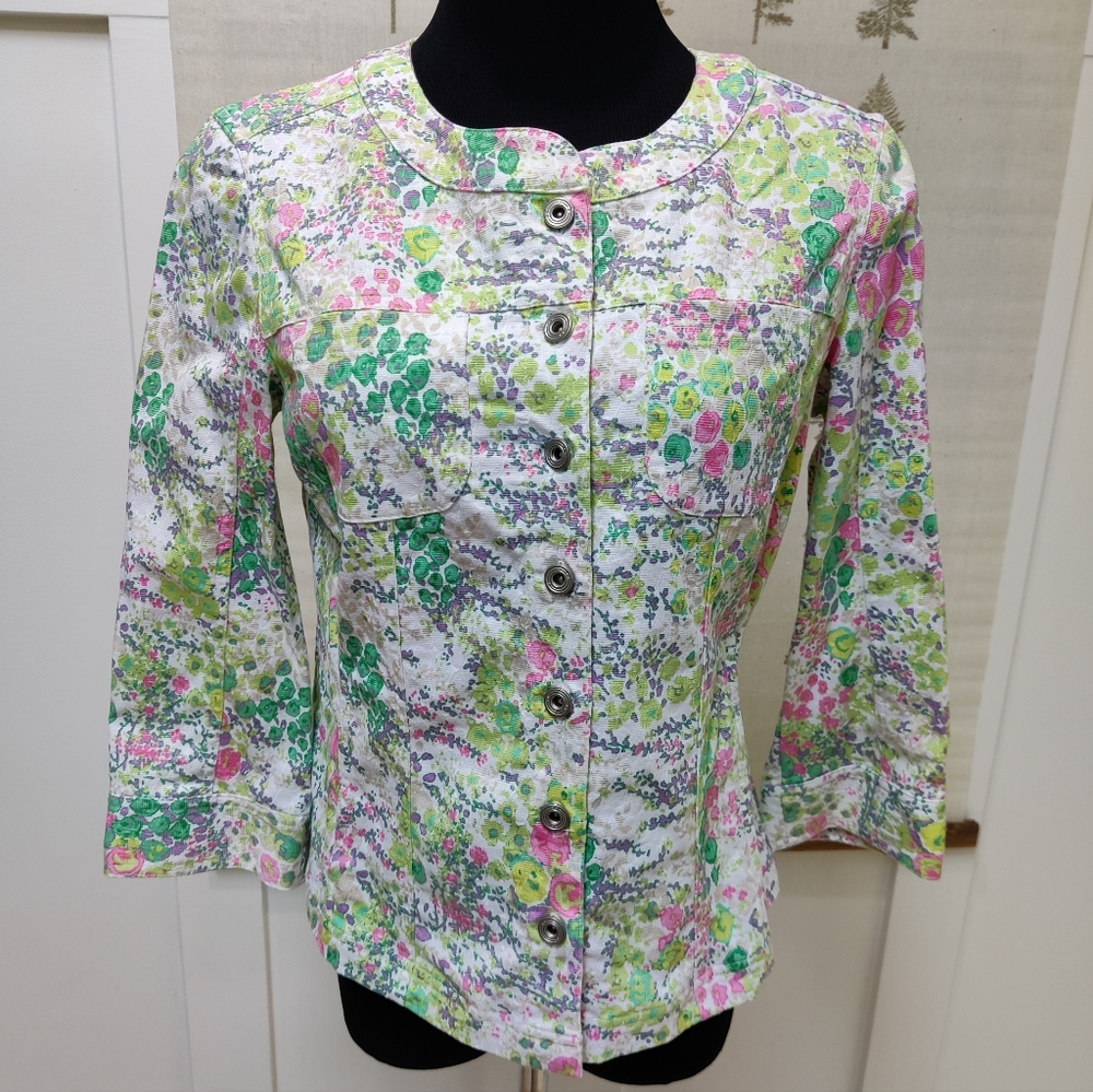 Christopher & Banks Printed Denim Jacket - Small